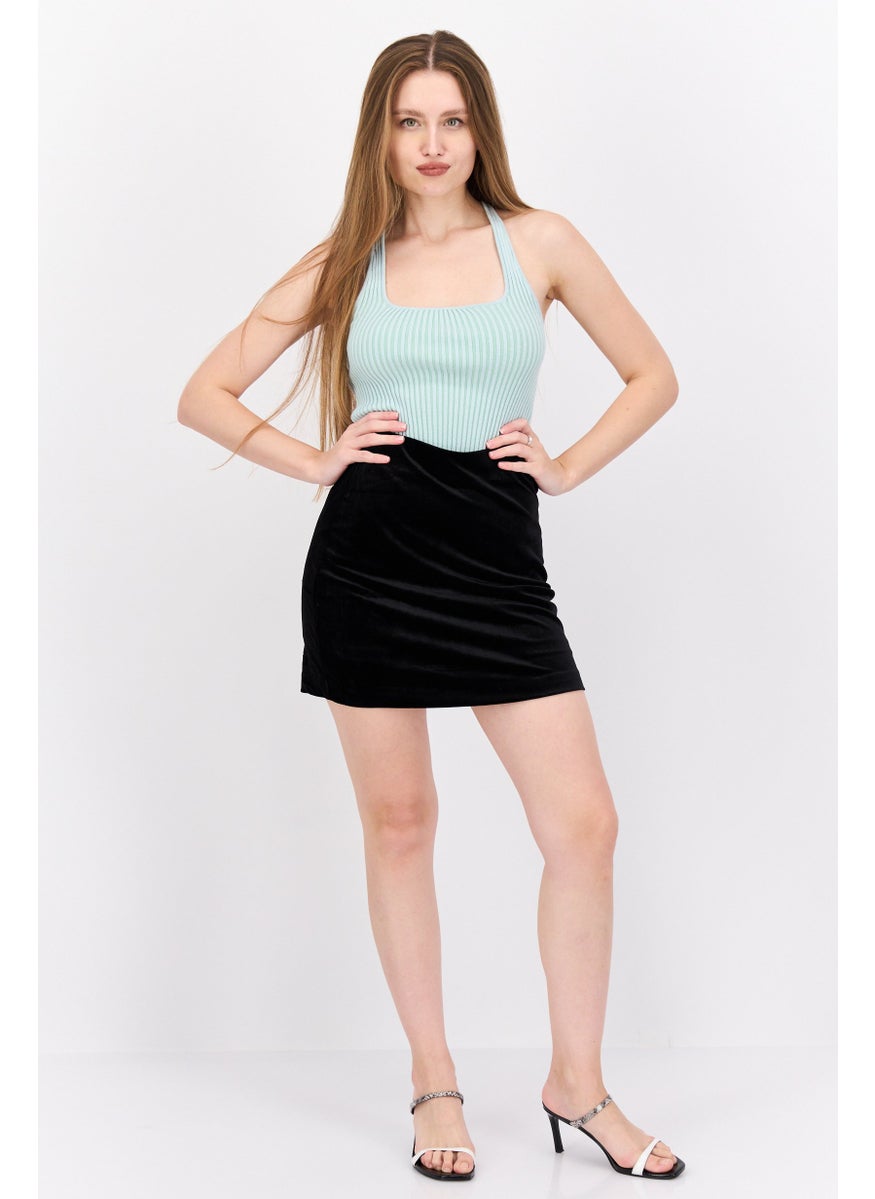 Black Tape - Women Solid Mini Skirt, Black - Image 1