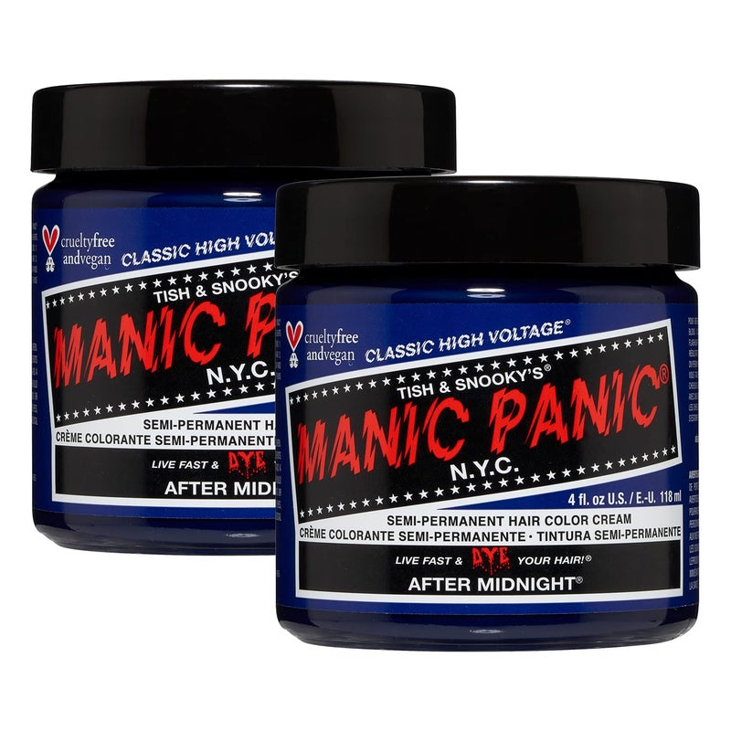 MANIC PANIC Classic After Midnight Semi Permanent Hair Color  Dark Blue Hair Dye for Women  Men That Lasts 46 Weeks  Vegan Ammonia  CrueltyFree  Create  Mix Custom Shades 4oz  2pk