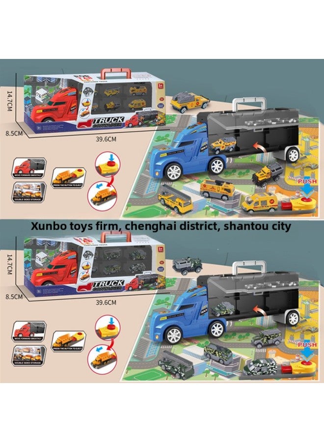 Children's Tractor Container Truck Ejection Car Police Engineering Fire Storage Car With Sliding Alloy Car Model Set-Color:SX214562  - Image 2