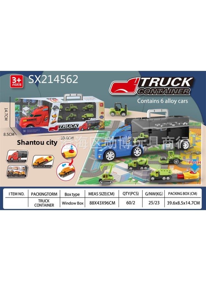 Children's Tractor Container Truck Ejection Car Police Engineering Fire Storage Car With Sliding Alloy Car Model Set-Color:SX214562  - Image 1