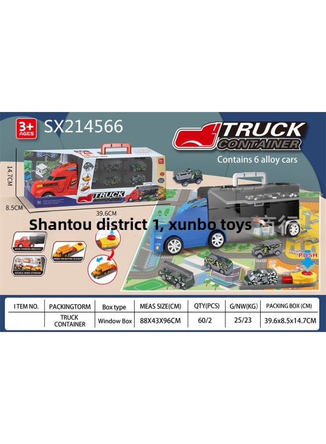 Children's Tractor Container Truck Ejection Car Police Engineering Fire Storage Car With Sliding Alloy Car Model Set-Color:SX214562  - Image 4