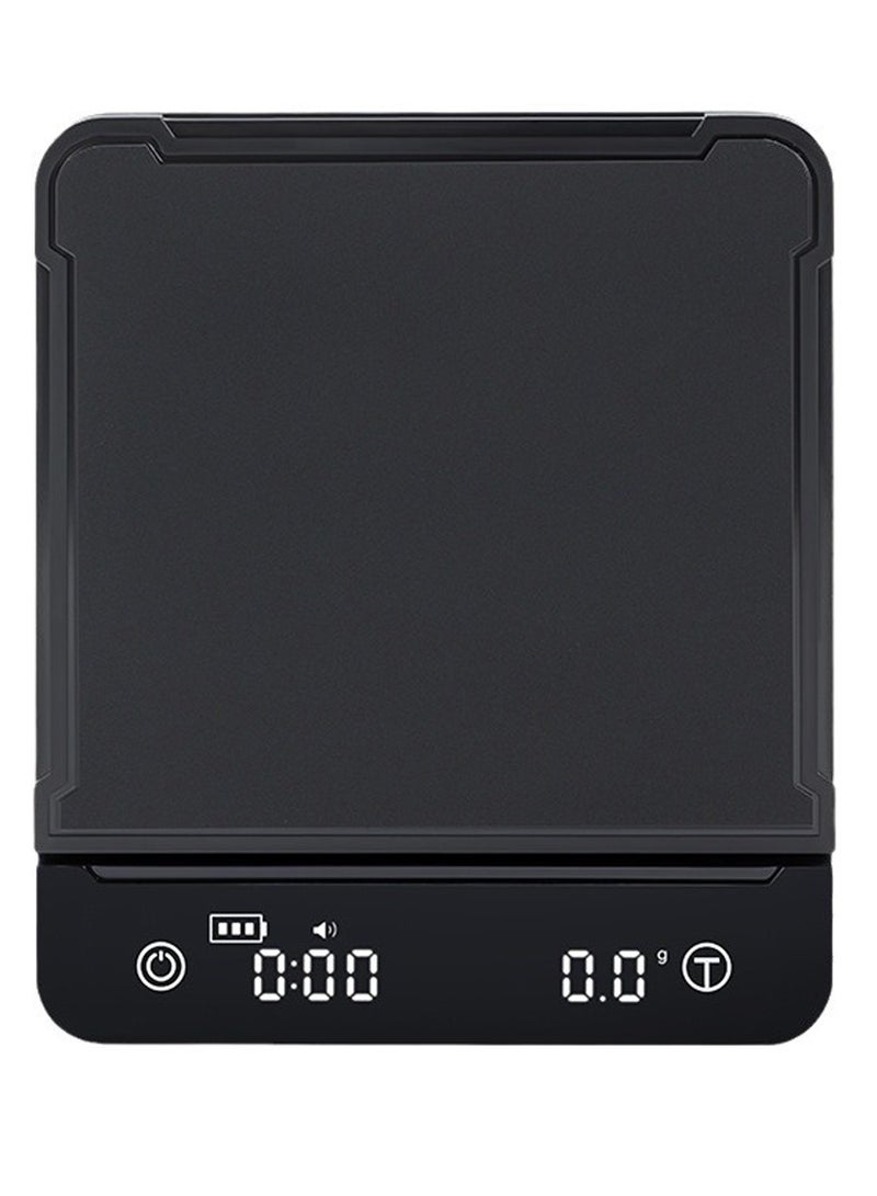 ايكي ايك ميزان القهوة مع مؤقت، ميزان المطبخ، صب أكثر من V60، مقياس رقمي للقهوة بالتنقيط مع شاشة LED وبساط مقاوم للحرارة ومضاد للانزلاق 3 كجم/0.1 جرام أسود 15*13*2.1 سم (البطاريات متضمنة) - Image 2