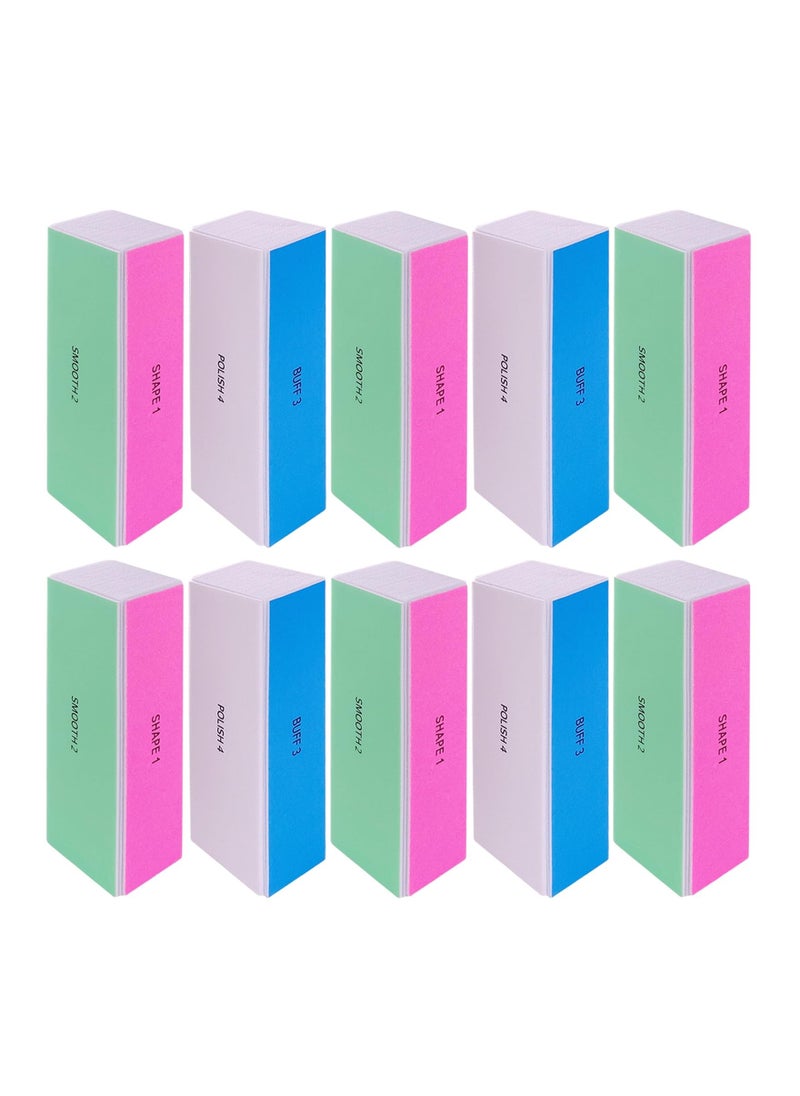 SYOSI - 4 Way Nail Buffer Block, Nail Shine Buffers Blocks Files, for Natural and Acrylic Nails Smoother Buffing Block, Polisher Fingernail File Buffer 120/240/600/3000 Grit for Buffing Shinning(10 Pcs) - Image 1