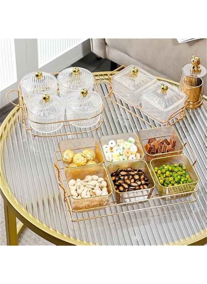 HOOKOR 6Pcs Nut and Candy Serving Tray, Divided Snack Serving Bowls, Plastic Compartment Appetizer Food Display Dish Platter with Lid Tray and Handle for Fruit Nuts Snacks Candy,White  - Image 3