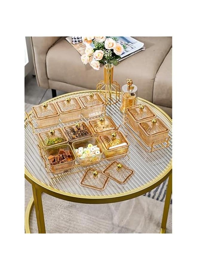 HOOKOR 6Pcs Nut and Candy Serving Tray, Divided Snack Serving Bowls, Plastic Compartment Appetizer Food Display Dish Platter with Lid Tray and Handle for Fruit Nuts Snacks Candy,White  - Image 4