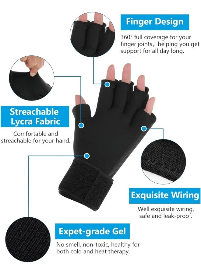 Ru syanl Finger Arthritis Compression Ice Glove for Unisex Adjustable Wrist Strap Hand Wrist Ice Pack Pain Relief for Arthritis Carpal Tunnel Tendinitis Cold and Heat Therapy  - Image 2