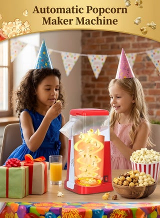 Popcorn Popper, Hot Air Popcorn Maker Machine with Measuring Lid Automatic Mini Healthy Oil-Free Popcorn Making Machine, 50g Grain Capacity 3Mins Ready Food for Movie Nights Home Cinema Party Birthday - view 2