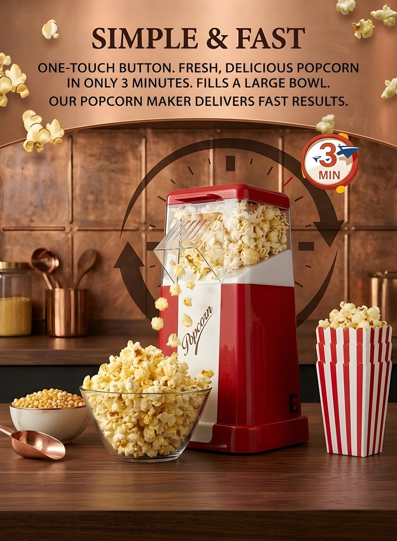 بيوينتي ماكينة صنع الفشار بالهواء الساخن مع غطاء قياس، ماكينة صنع فشار اوتوماتيكية صغيرة صحية خالية من الزيت، سعة 50 غرام للحبوب، 3 دقائق، طعام جاهز لليالي الافلام المنزلية والسينما والحفلات واعياد الميلاد - Image 5