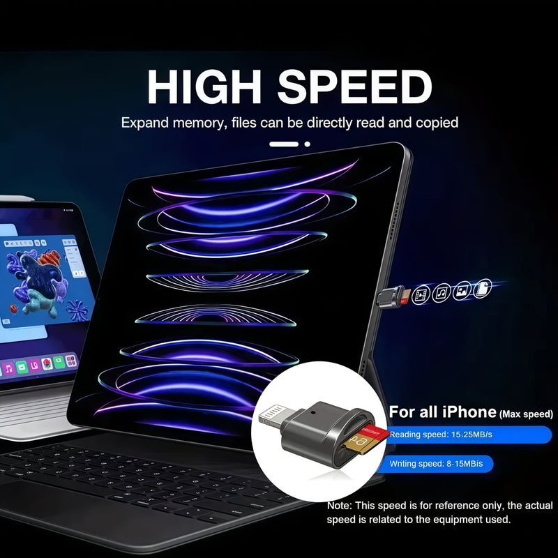 قارئ بطاقات OTG الفضي السريع لأجهزة iPhone 14 و13 و12 وiPad SD TF للتخزين - Image 4