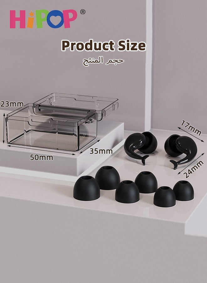 Silicone Earplugs Set with 3 Sizes, Earplugs Set for Kids and Adults, Silicone Waterproof Ergonomic Design Noise Reduction with Replacable Tips and Storage Box for Swimming, Sleeping, and Travel