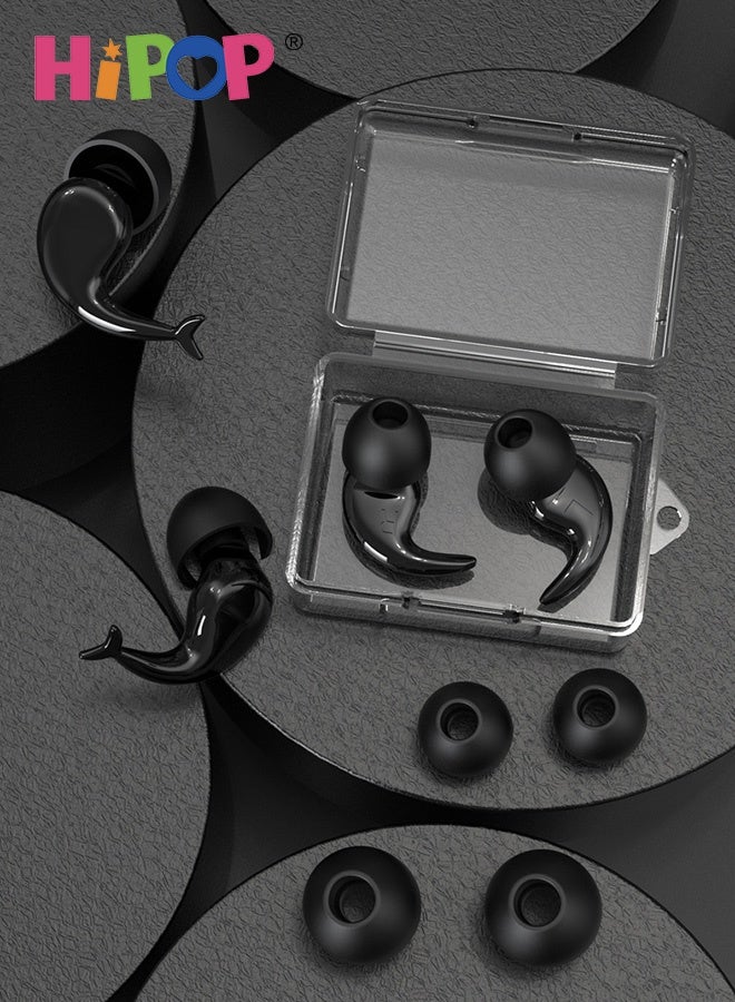Silicone Earplugs Set with 3 Sizes, Earplugs Set for Kids and Adults, Silicone Waterproof Ergonomic Design Noise Reduction with Replacable Tips and Storage Box for Swimming, Sleeping, and Travel