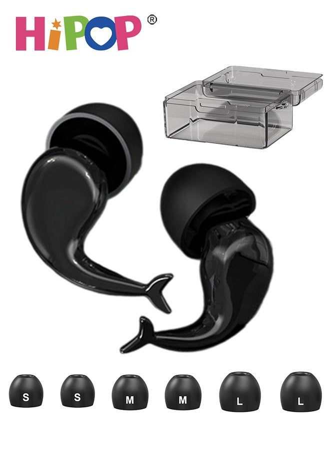 Silicone Earplugs Set with 3 Sizes, Earplugs Set for Kids and Adults, Silicone Waterproof Ergonomic Design Noise Reduction with Replacable Tips and Storage Box for Swimming, Sleeping, and Travel
