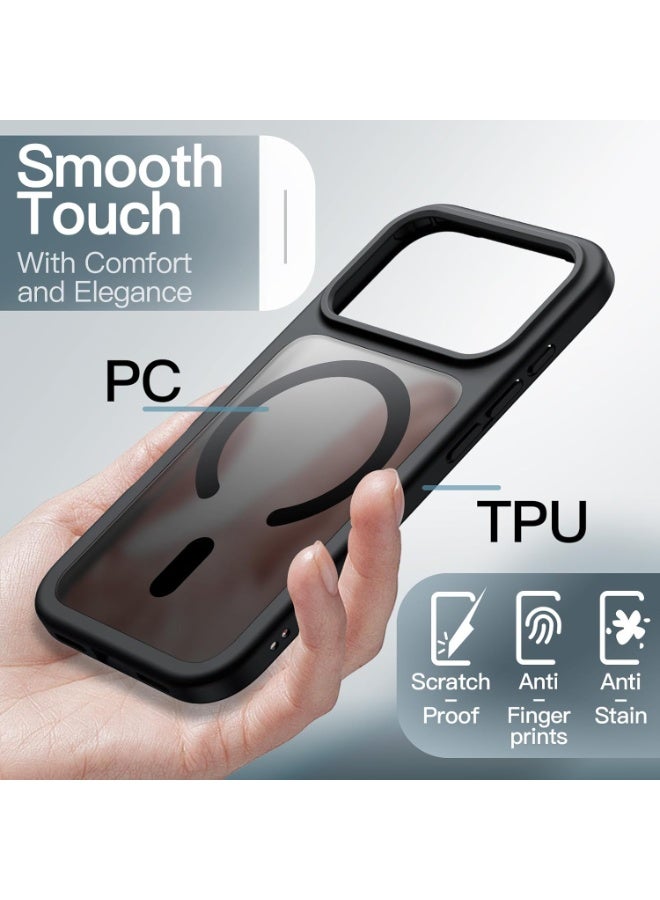 ACLIX Matte Magnetic Case for iPhone 17 Pro, Compatible with MagSafe, Plating Luxury Cover, Matte Soft TPU Shockproof Protective Phone Case, (Black) - Image 3