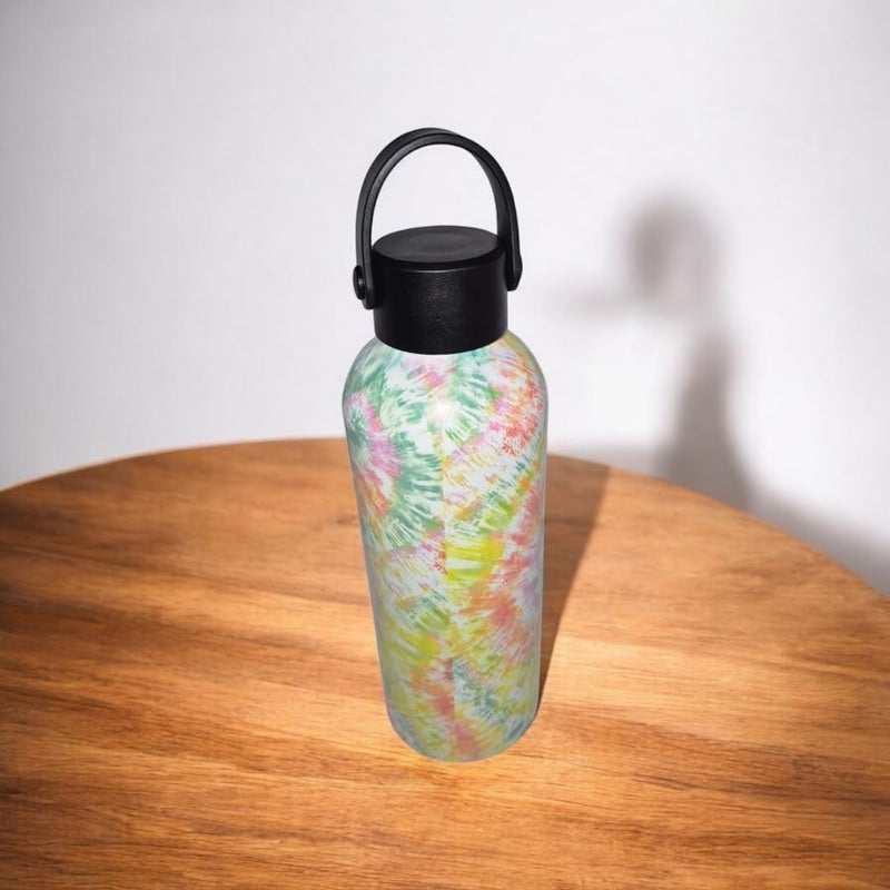 Generic 500ml Stainless Steel Vacuum Insulated Water Bottle TieDye Pattern Design LeakProof Durable Flask Keeps Drinks Hot or Cold for Hours Yellow Pink Green Red White  - Image 5