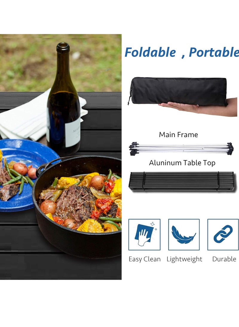 Generic Large Folding Camping Table with Aluminum Table Top, Beach Table for Sand with Carrying Bag,Prefect for Outdoor, Picnic, BBQ, Cooking, Festival (Black) - Image 5
