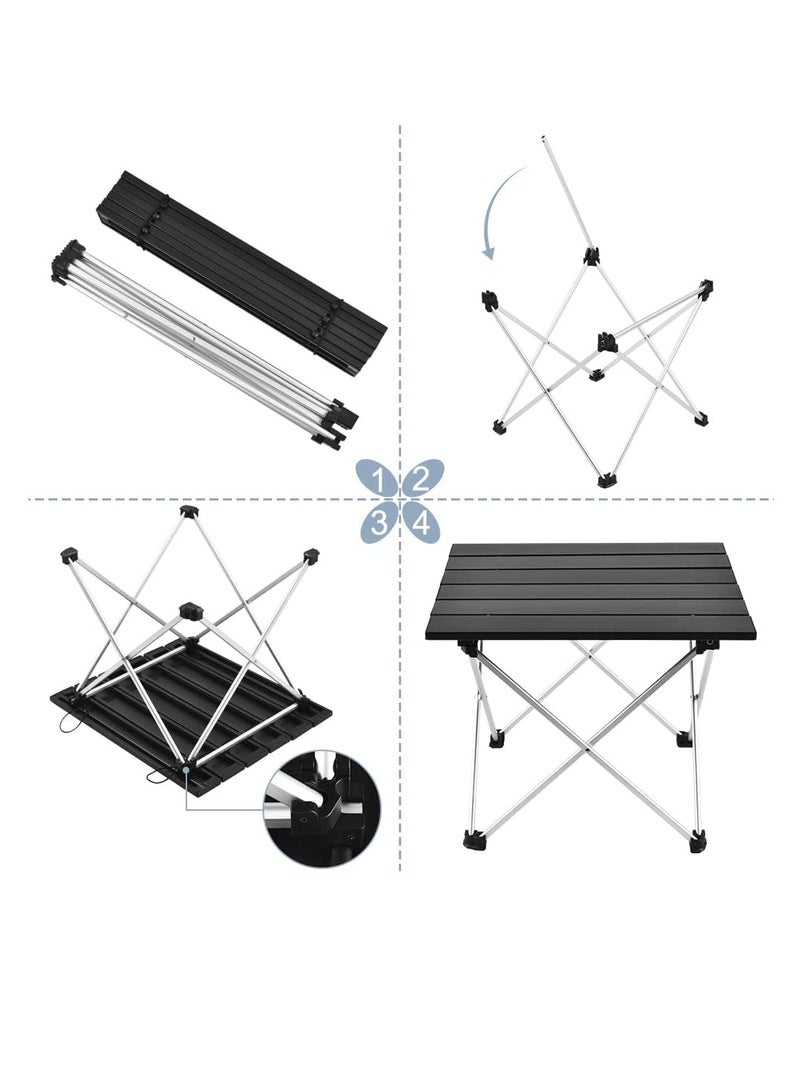Generic Large Folding Camping Table with Aluminum Table Top, Beach Table for Sand with Carrying Bag,Prefect for Outdoor, Picnic, BBQ, Cooking, Festival (Black) - Image 4