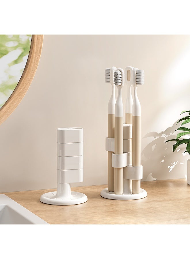 360° Rotating Countertop Toothbrush Holders 4 Tier Bathroom Toothbrush Organizer with Tree Design, Multifunctional Makeup Brush Holder Organizer - Image 1