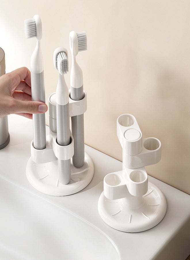 360° Rotating Countertop Toothbrush Holders 4 Tier Bathroom Toothbrush Organizer with Tree Design, Multifunctional Makeup Brush Holder Organizer - Image 3
