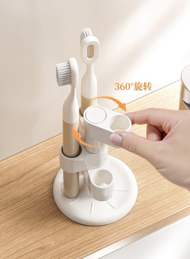 360° Rotating Countertop Toothbrush Holders 4 Tier Bathroom Toothbrush Organizer with Tree Design, Multifunctional Makeup Brush Holder Organizer - Image 2