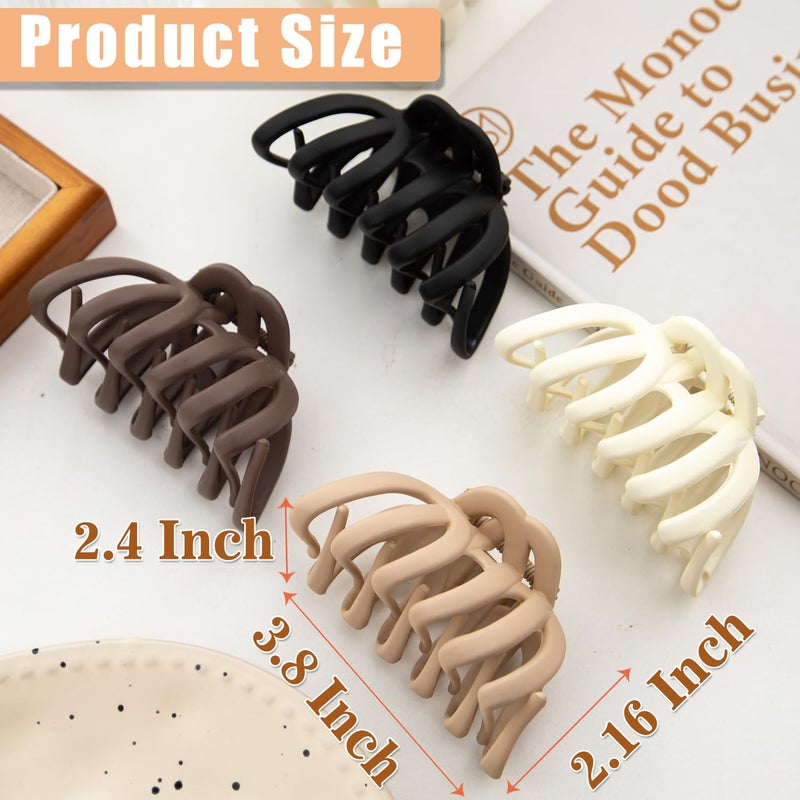 Seneeel 4 Pcs Octopus Claw Clips Octopus Hair Claw Clips for Women 3.8" Large Hair Claw Clip for Women Strong Grip Non-slip Jaw Clip for Thick,natural color - Image 2
