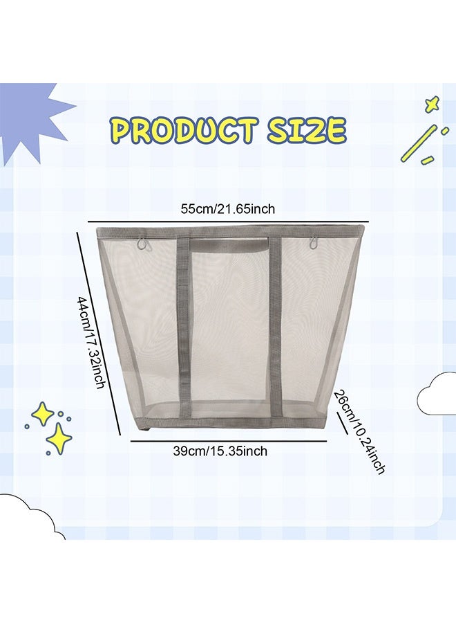 1 Pack Gray Mesh Laundry Basket with Handles Breathable Folding Hamper Wash Bag Organizer for Toys Bed Sheets Clothes Home Bathroom Bedroom Laundry Room Use - Image 5
