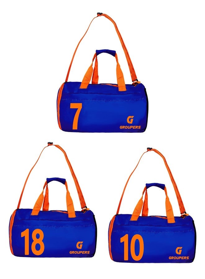 Groupers 20-25L Gym Bag Pack of 3 - Water-Resistant Duffle with Shoe Pocket, Adjustable Strap, Blue (43×25×23 cm) - Travel, Gym, Overnight & Workout Weekender Bag for Men & Women - Image 1