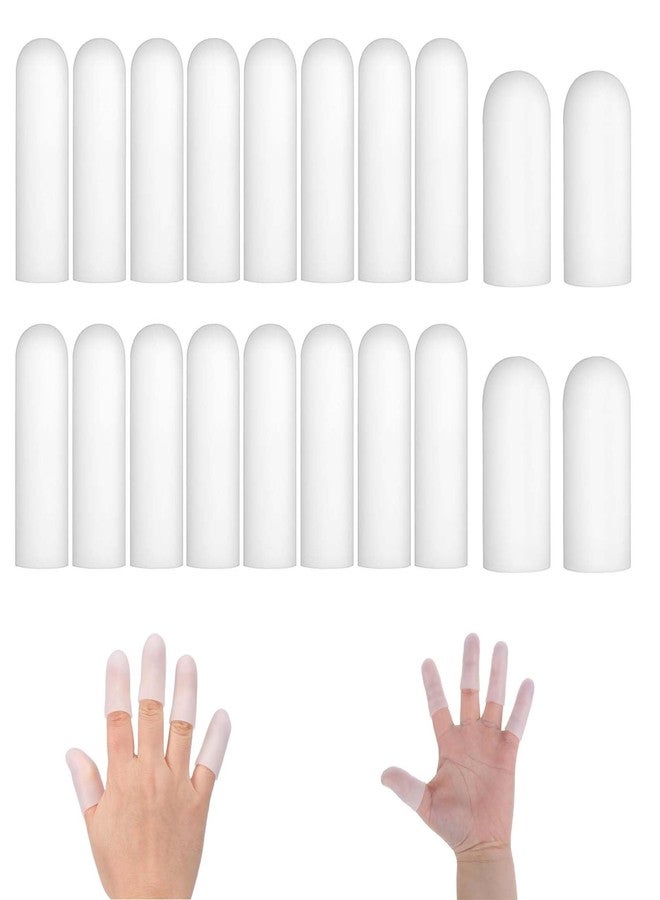 FFZDENA 20 PCS Finger Gloves, Silicone Finger Protector for Kitchen Use, Medical Finger Cots for Arthritis, Cricket, Guitar Playing, Thumb Sucking, 20 Pcs (16 Slender + 4 Small), White - Image 1
