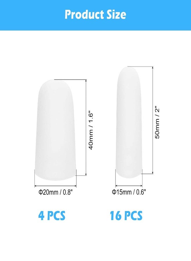 FFZDENA 20 PCS Finger Gloves, Silicone Finger Protector for Kitchen Use, Medical Finger Cots for Arthritis, Cricket, Guitar Playing, Thumb Sucking, 20 Pcs (16 Slender + 4 Small), White - Image 2
