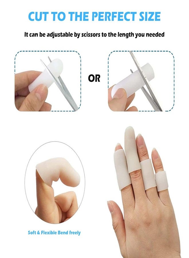 FFZDENA 20 PCS Finger Gloves, Silicone Finger Protector for Kitchen Use, Medical Finger Cots for Arthritis, Cricket, Guitar Playing, Thumb Sucking, 20 Pcs (16 Slender + 4 Small), White - Image 3