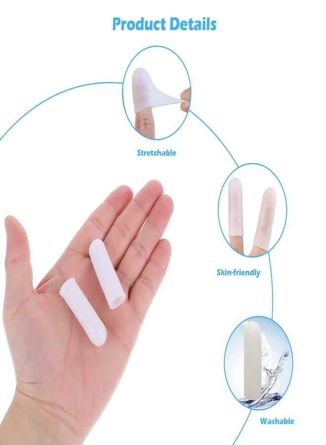 FFZDENA 20 PCS Finger Gloves, Silicone Finger Protector for Kitchen Use, Medical Finger Cots for Arthritis, Cricket, Guitar Playing, Thumb Sucking, 20 Pcs (16 Slender + 4 Small), White - Image 4
