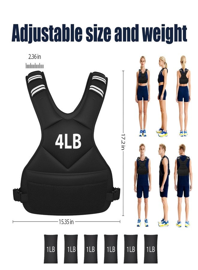Ragebby Adjustable Weighted Vest for Women Men, 4-10lb Vest with 6 Ironsand Weights, Weight Vest with Reflective Strip for Running, Walking, Exercise, Strength Training - Image 3