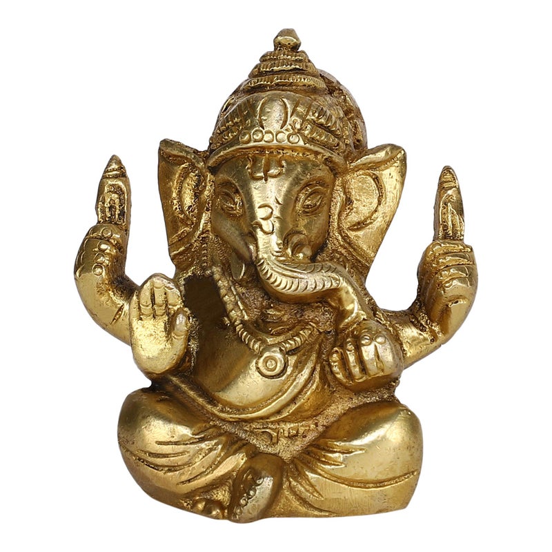 GURU JEE™ Brass Statue Ganpati Long Ear Ganesha Small Idol Murti for Pooja Mandir Gifts - Image 5