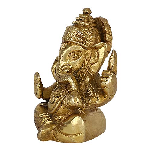 GURU JEE™ Brass Statue Ganpati Long Ear Ganesha Small Idol Murti for Pooja Mandir Gifts - Image 3