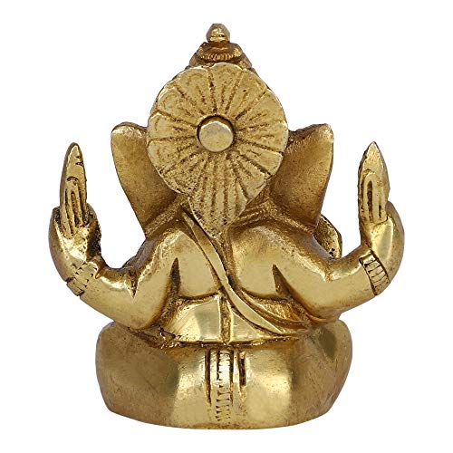 GURU JEE™ Brass Statue Ganpati Long Ear Ganesha Small Idol Murti for Pooja Mandir Gifts - Image 4