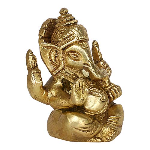 GURU JEE™ Brass Statue Ganpati Long Ear Ganesha Small Idol Murti for Pooja Mandir Gifts - Image 2