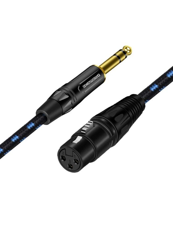 Professional XLR Female to TRS Male Audio Cable Black Blue 15ft Balanced Studio Cable - Image 1