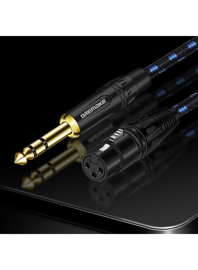 Professional XLR Female to TRS Male Audio Cable Black Blue 15ft Balanced Studio Cable - Image 2