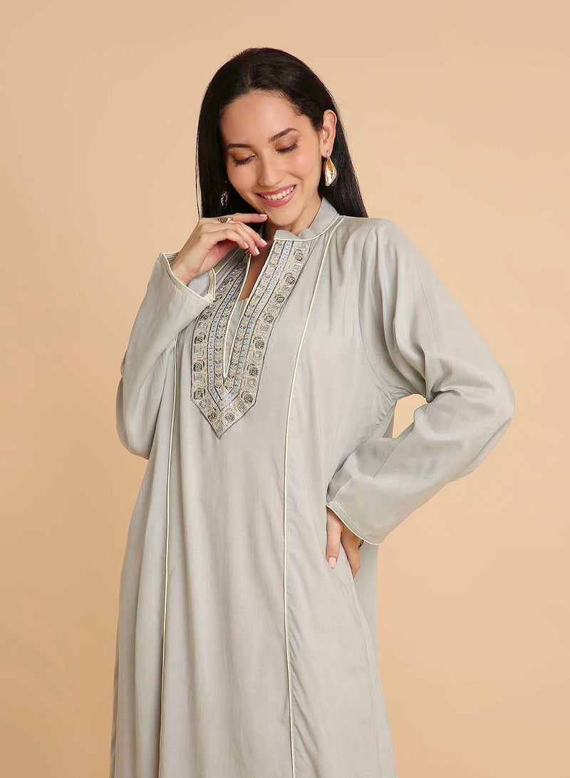 HANA & SARA Casual long arabic kaftan jalabiya dress for womens - Image 3