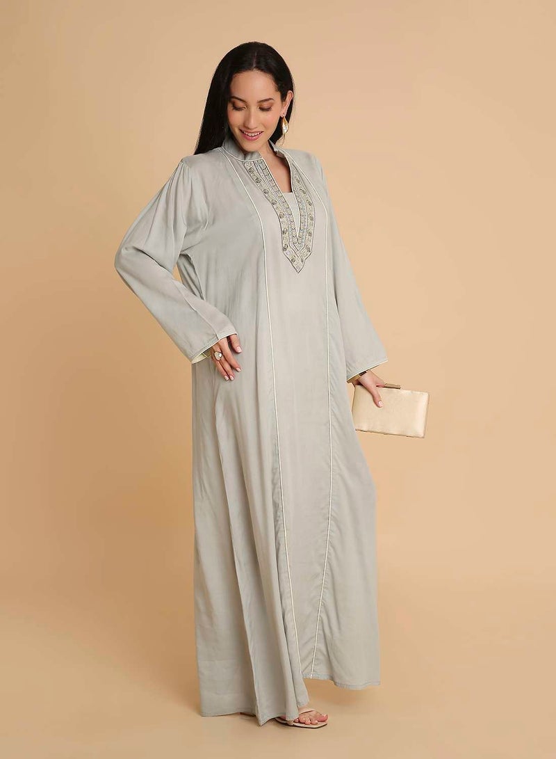 HANA & SARA Casual long arabic kaftan jalabiya dress for womens - Image 4
