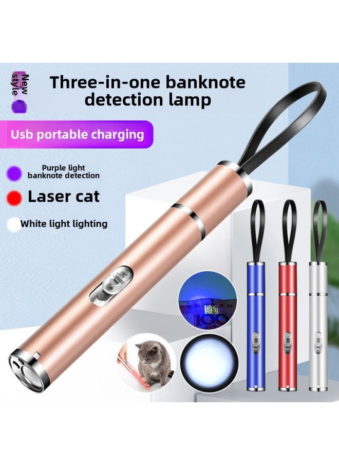 Generic - Rechargeable Laser Three-in-one Infrared Money Detector Flashlight Purple Laser Pointer-Product Specifications:Red Three-in-one Money Detector Light - Image 1