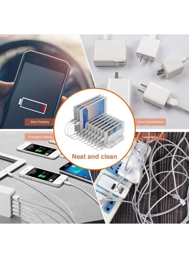 ALXUM محطة شحن iPad لأجهزة متعددة، 96 واط 10 منافذ محطة شحن الهواتف المحمولة، قاعدة شاحن USB السريعة متوافقة مع iPad/iPhone/Android/Kindle/Fire/تابلت كيندل، معتمدة من UL، بيضاء - Image 5