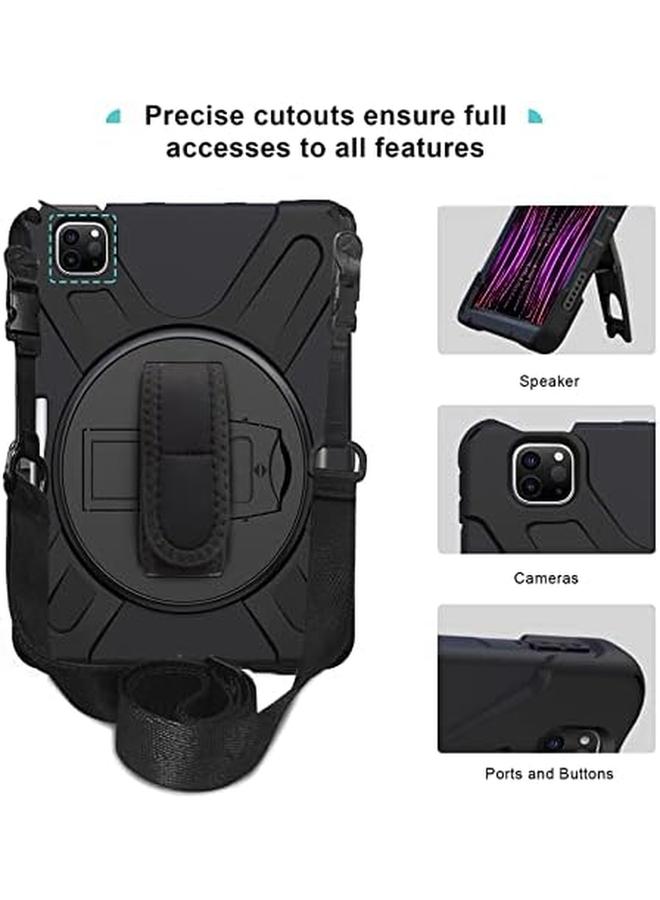 Procases For iPad Pro 12.9 Inch Case 2022 2021 2020 2018 Rugged Heavy Duty Shockproof Cover With Hand Strap Shoulder Strap For iPad Pro 12.9" 6Th 5Th 4Th 3Rd Generation –Black - Image 4