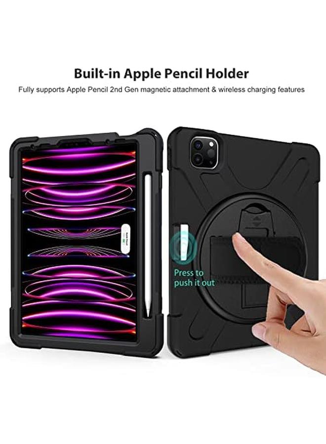 Procases For iPad Pro 12.9 Inch Case 2022 2021 2020 2018 Rugged Heavy Duty Shockproof Cover With Hand Strap Shoulder Strap For iPad Pro 12.9" 6Th 5Th 4Th 3Rd Generation –Black - Image 2