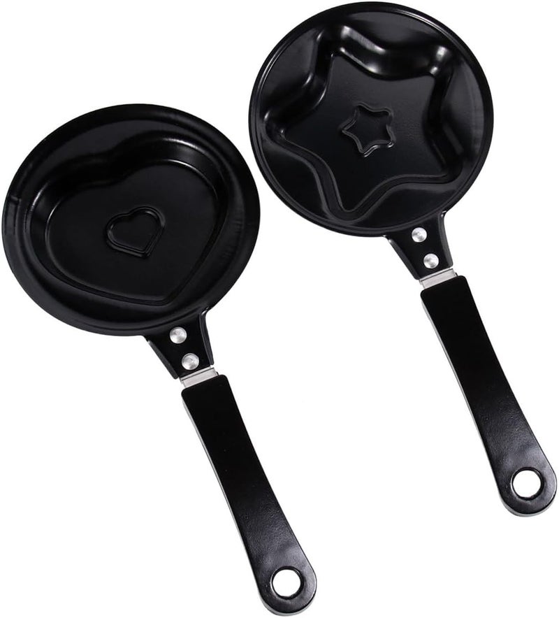 2 Pcs Mini Omelette Pans Nonstick Heart and Star Shaped Cooking Skillets for Breakfast Pancakes, Compact Aluminum Alloy with Even Heating for Home Kitchen Use Style - Image 1