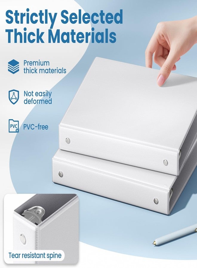 SUNEE 3 Ring Binders 1 Inch 12 Pack, Clear View Binders Bulk Three Ring PVC-Free (Fit 8.5x11 Inches) for School or Office Supplies, White - Image 4