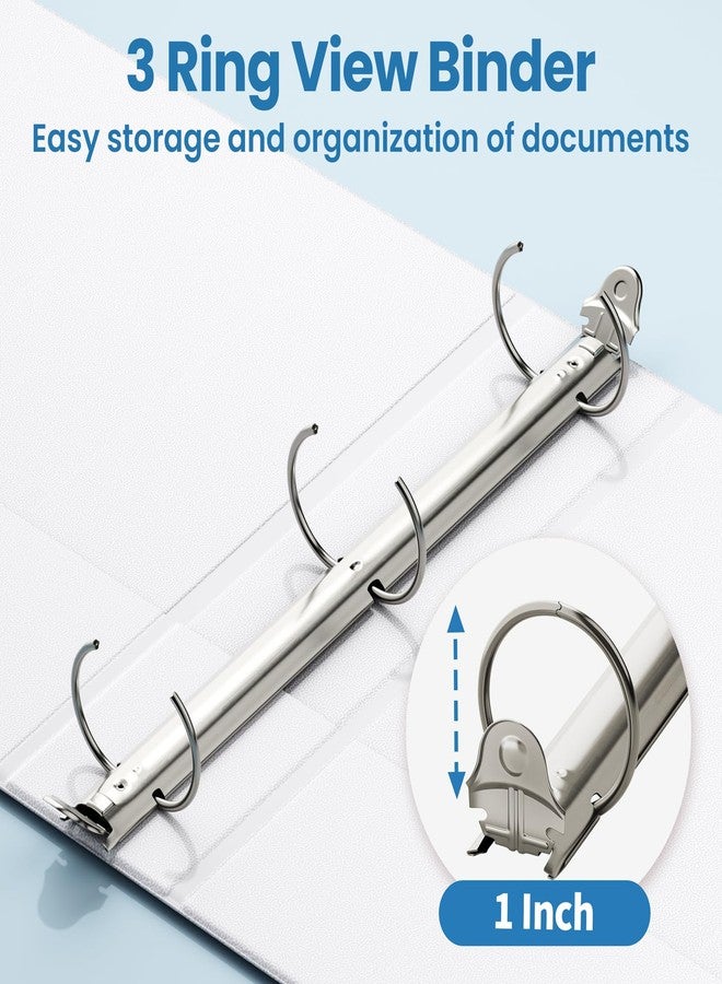 SUNEE 3 Ring Binders 1 Inch 12 Pack, Clear View Binders Bulk Three Ring PVC-Free (Fit 8.5x11 Inches) for School or Office Supplies, White - Image 3