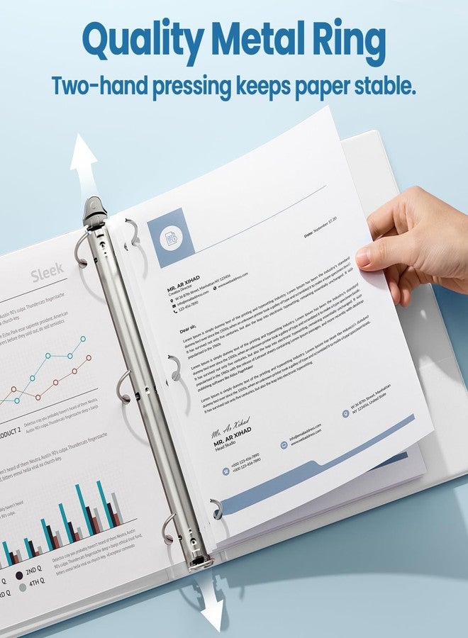 SUNEE 3 Ring Binders 1 Inch 12 Pack, Clear View Binders Bulk Three Ring PVC-Free (Fit 8.5x11 Inches) for School or Office Supplies, White - Image 2