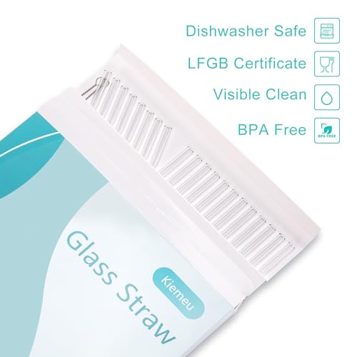 Kiemeu 20 Pack Clear Glass Straws Shatter Resistant, Φ8 mm Thin Glass Straws, Family Pack - Image 5