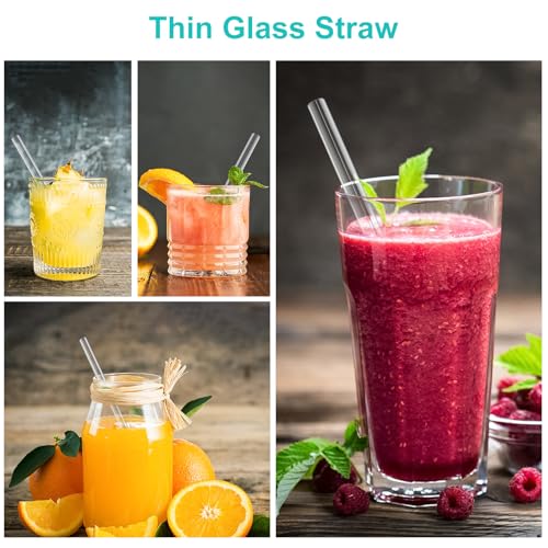 Kiemeu 20 Pack Clear Glass Straws Shatter Resistant, Φ8 mm Thin Glass Straws, Family Pack - Image 3