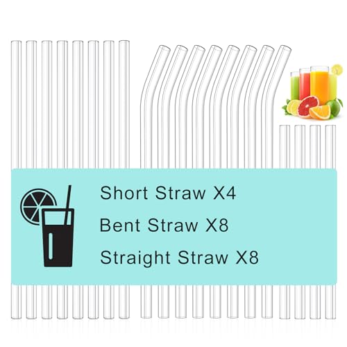 Kiemeu 20 Pack Clear Glass Straws Shatter Resistant, Φ8 mm Thin Glass Straws, Family Pack - Image 2